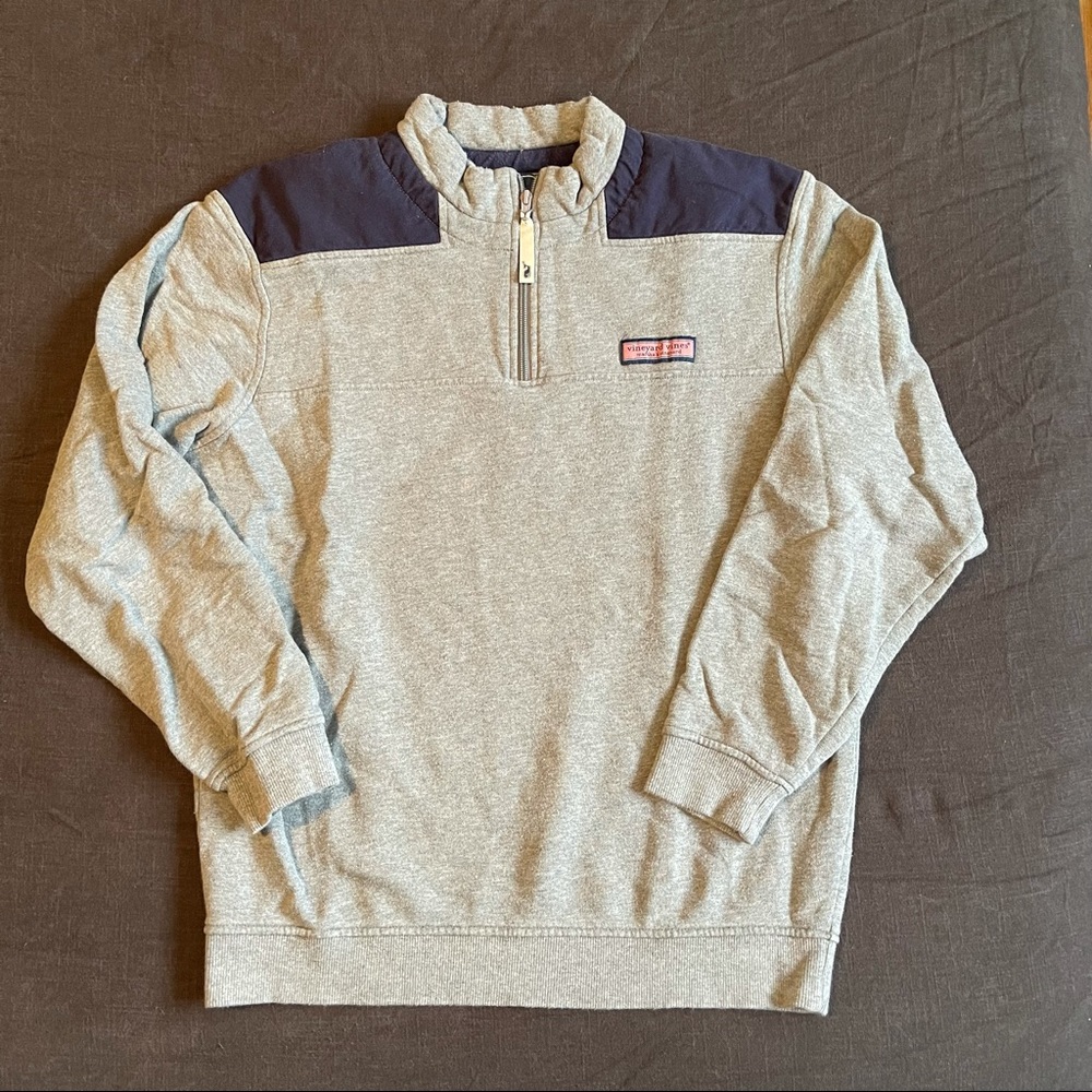Vineyard Vines Gray and Navy Zip Up Sweater